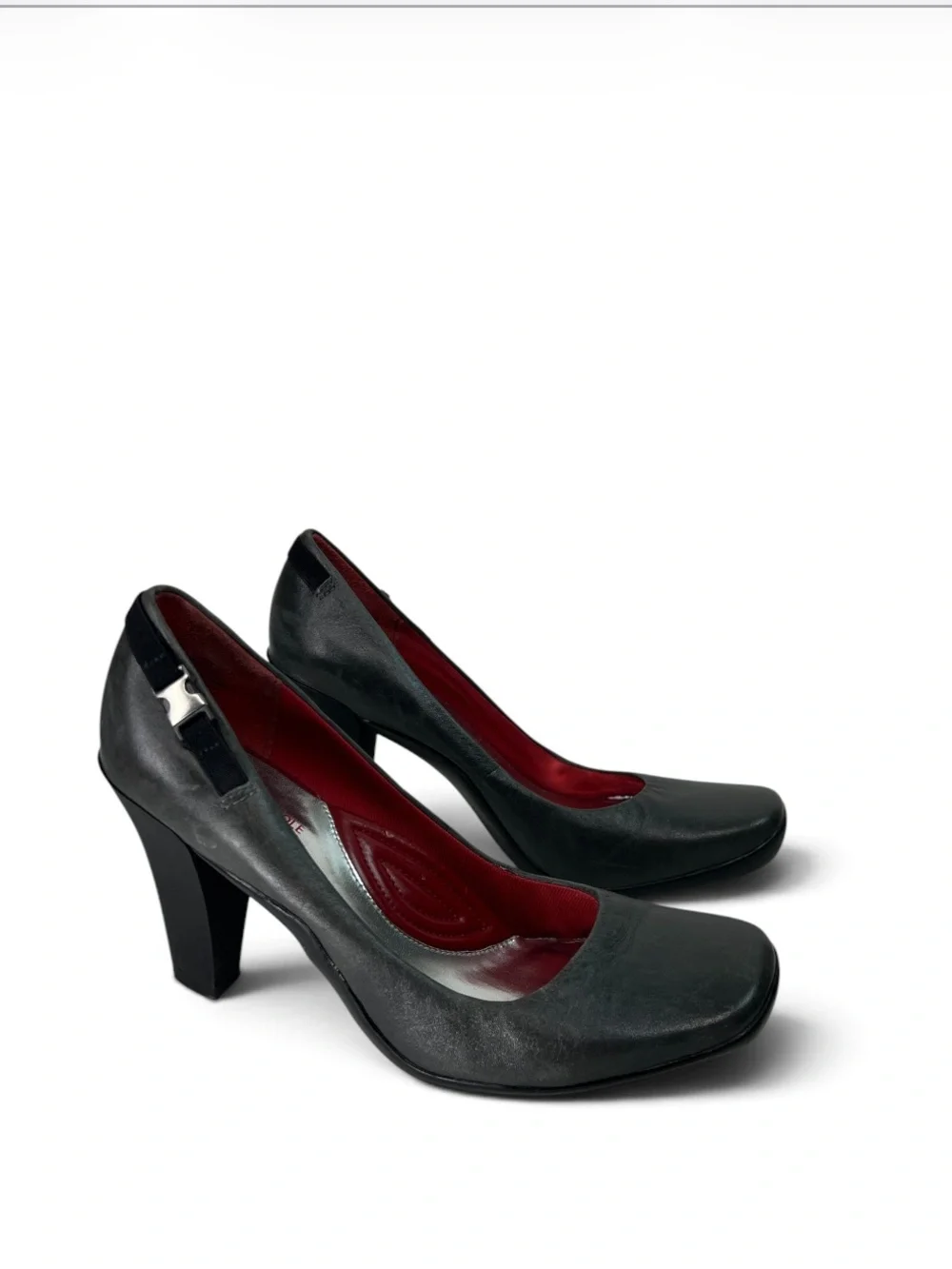 Kenneth Cole Reaction Hyperactive Black Leather Pumps Heels Size 7